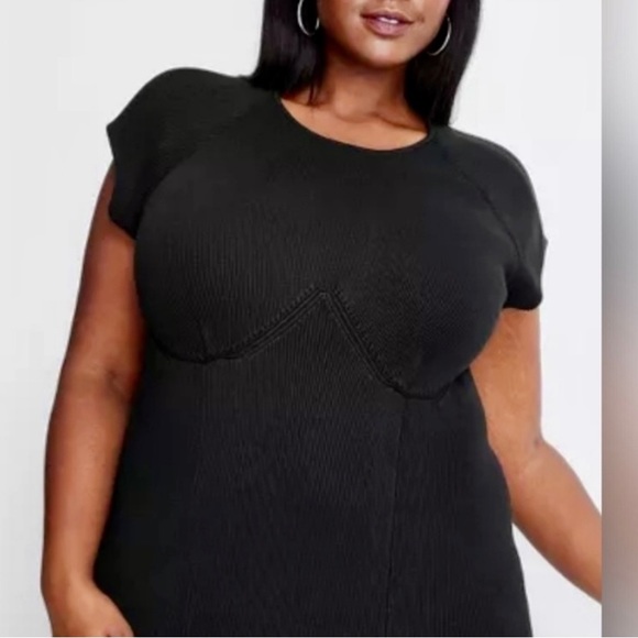 Future Collective Open Back Short Sleeve Sweater Midi Dress - Picture 2 of 6